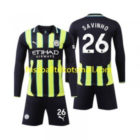 Fußballtrikots Manchester City Savinho 26 Kinder 2024-2025 Langarm Auswärts-trikot kaufen